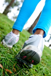 Woman walking outdoors